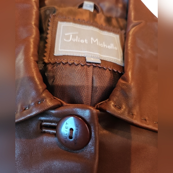 Vintage Juliet Michelle Adler Genuine Leather LAMB Jacket  Button Up RARE - Picture 9 of 10